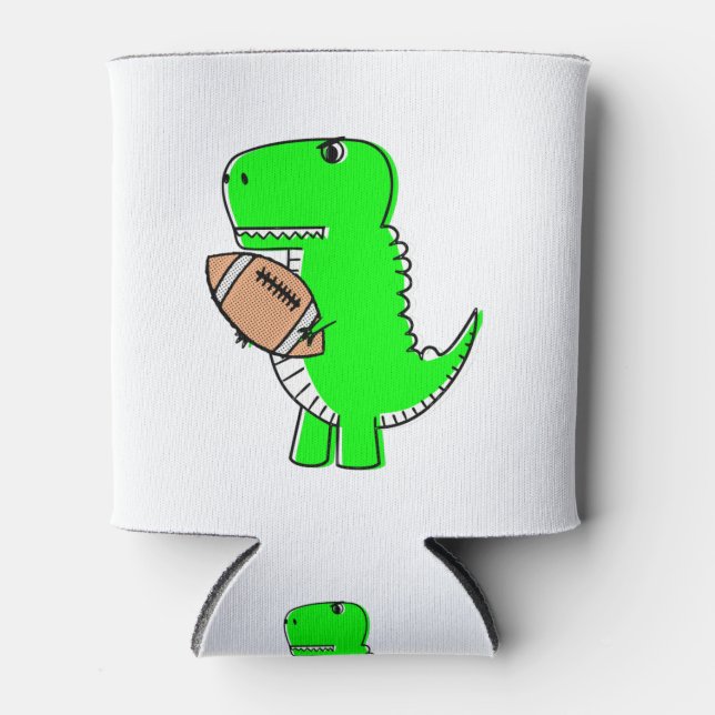 Porta-lata Dinossauro Verde Ama Futebol (Frente)