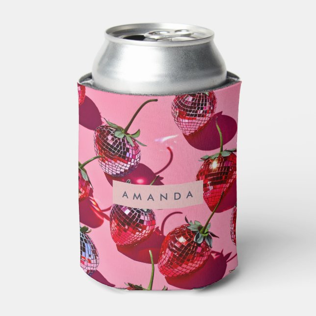 Porta-lata Diversão Personalizada Disco Retrô Morango (Can Front)
