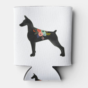 Porta-lata Doberman Pinscher Dog Breed Boho Floral Silhouette