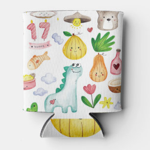 Porta-lata Dodles de aquarela Kawaii, pronto para autocolante