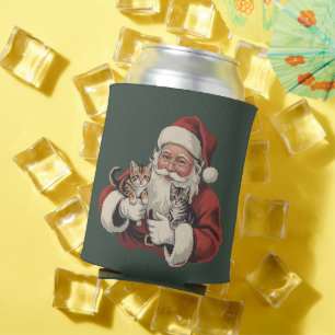 Porta-lata Dona de Gato de Natal Vintage Retro Presente de Na
