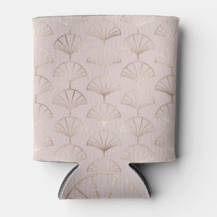 Porta-lata Dourada Arte Deco: Padrão de Folhas de Ventilador