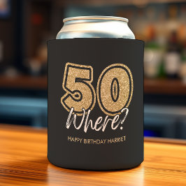 Porta-lata Dourada brilhante 50, quando 50º aniversário preto