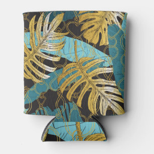 Porta-lata Dourada cortina, folhas tropicais.