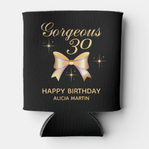 Porta-lata Dourada Garota de Fita Belo Feliz Aniversário Negr