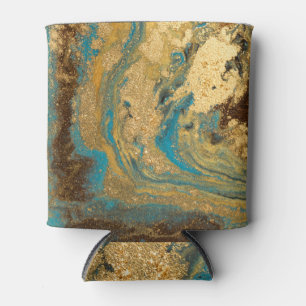 Porta-lata Dourada mistura de mármore azul.