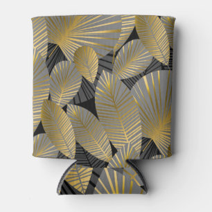 Porta-lata Douradas folhas exóticas, elegante padrão sem cost