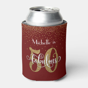 Porta-lata Dourado Brilhante 50 e Fabuloso Aniversário Verme