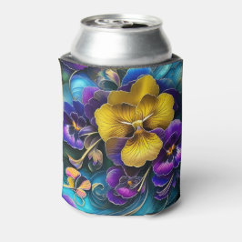 Porta-lata Dourado e Roxo Pansy Patch