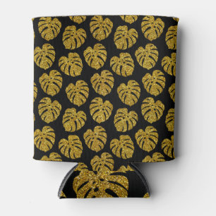 Porta-lata Dourado Fundo Preto da Monstera da Glitter
