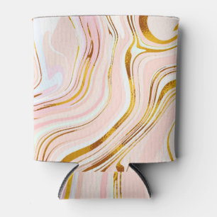 Porta-lata Dourado mármore rosa: Design luxuoso.