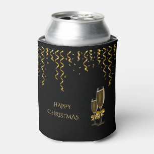 Porta-lata Dourados Streamers e Champagne Natal