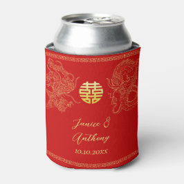 Porta-lata Dragão do casamento chinês de ouro vermelho e fêni