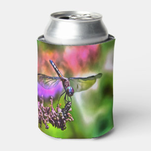 Porta-lata Dragonfly em pintura realista verde e azul