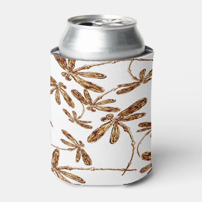 Porta-lata Dragonfly Frenzy Dourado Can Cooler Stubby Holder (Can Front)