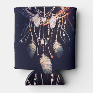 Porta-lata Dreamcatcher, galhos, estilo boho, arte digital.