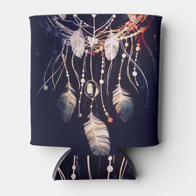 Porta-lata Dreamcatcher, galhos, estilo boho, arte digital. (Frente)
