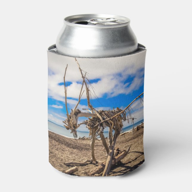 Porta-lata Driftwood trabalho de arte em Hokitika Beach, Nova (Can Front)