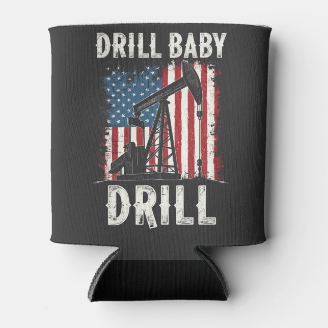 Porta-lata Drill Baby Drill American Trump Energy Economy (Frente)