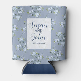 Porta-lata Dusty Blue Boho Floral Wedding Can Cooler