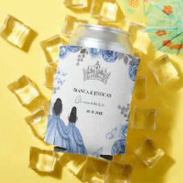 Porta-lata Dusty Blue Watercolor Twin Floral Quinceañera