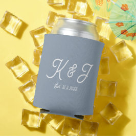 Porta-lata Dusty Blue Wedding Favor Monograma