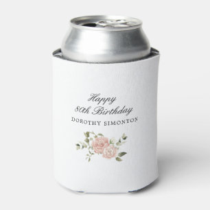 Porta-lata Dusty Pink Rose Floral 80 Birthday