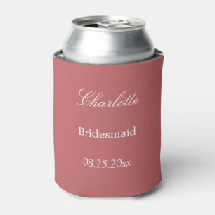 Porta-lata Dusty Rosa Rosa Bridesmaid Favor pode resfriar