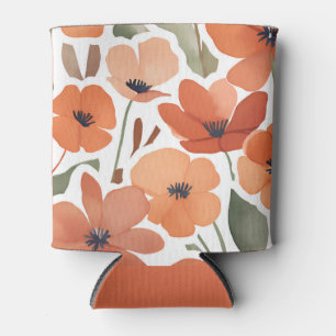 Porta-lata Eclectic Watercolor Floral Terracotta Wildflower