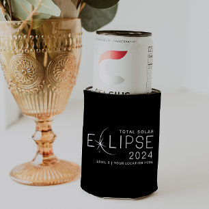 Porta-lata Eclipse Solar 2024 Localização Personalizada Comem