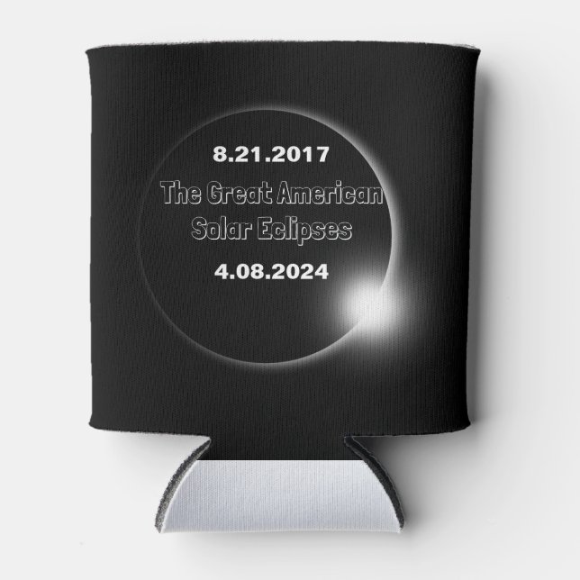 Porta-lata Eclipse Solar com Data Dupla 2024 & 2017 (Frente)