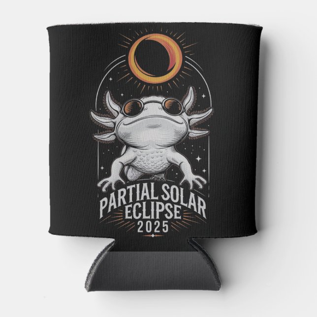 Porta-lata Eclipse Solar Parcial 2025 Anfíbio Axolotl (Frente)
