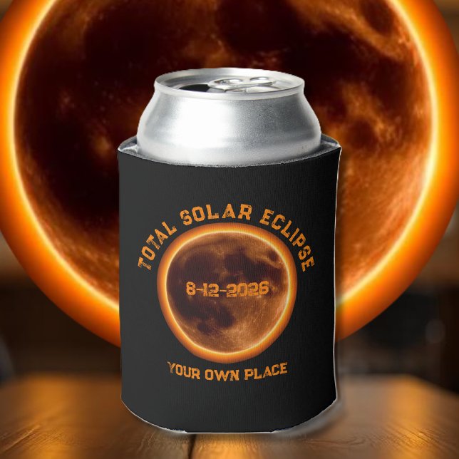 Porta-lata Eclipse Total do Sol 12 de Agosto de 2026 (Total Solar Eclipse August 12 2026 Can Cooler )