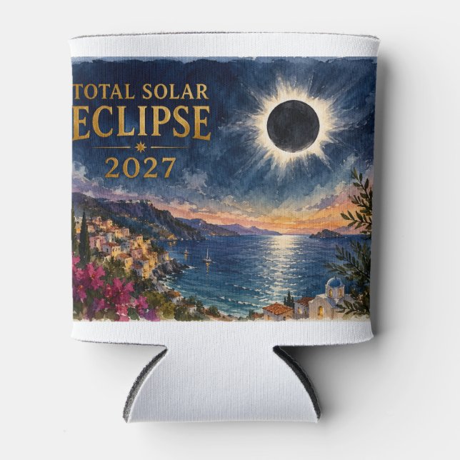 Porta-lata Eclipse Total do Sol 2027 Mediterrâneo  (Frente)