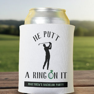 Porta-lata Ele Colocou um Anel Nela Golfe Despedida de Soltei