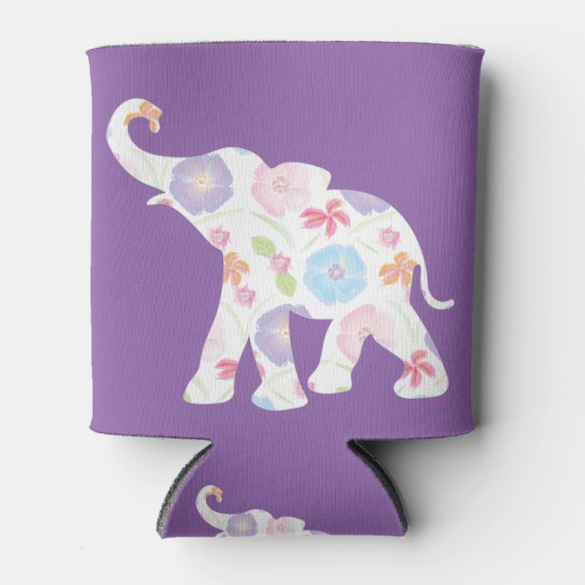 Porta-lata Elefante Feliz Padrão de Flor Grande Moderno (Frente)