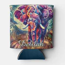 Porta-lata Elefante Whimssso na Noite Azul Estrelas Roxas Lua