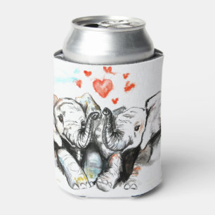 Porta-lata Elefantes Cons Amor Romântico - Pintura Por Aquar