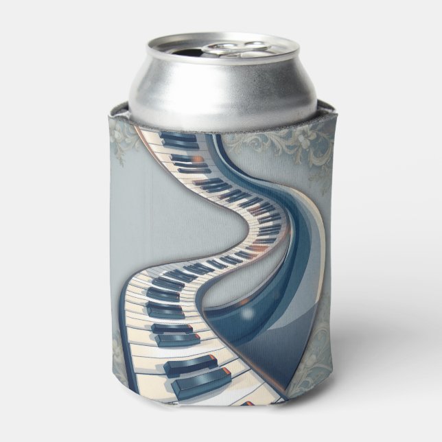 Porta-lata Elegance in piano keys and blossoms.  (Can Front)