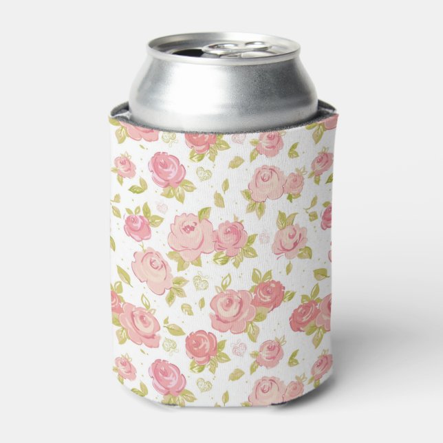 Porta-lata Elegance wallpaper, padrão de rosas cor-de-rosa 3 (Can Front)