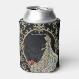 Porta-lata Elegância em ouro e preto.