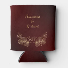 Porta-lata Elegant Burgundy and Gold Monogram Wedding