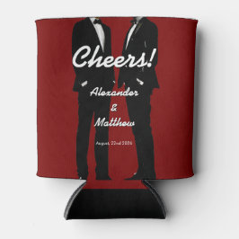 Porta-lata Elegant Modern Gay Men Wedding Rainbow