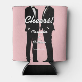 Porta-lata Elegant Modern Gay Men Wedding Rainbow