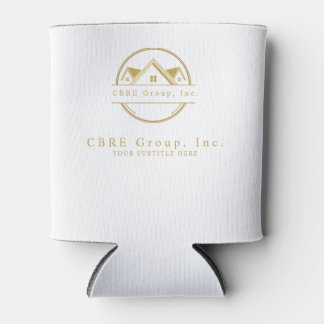 Porta-lata Elegant Real Estate white and gold custom logo Can