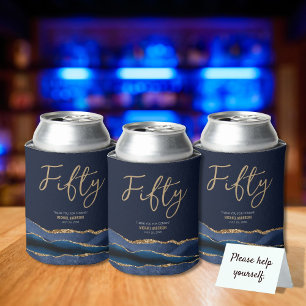 Porta-lata Elegante 50º Agate Dourado Azul de Festa de aniver