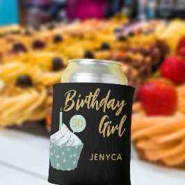 Porta-lata Elegante 50º aniversário Festa de Cupcake Negra