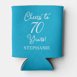 Porta-lata Elegante Aqua Blue Cheers para 70 anos de aniversá