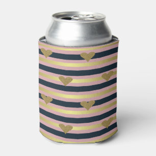 Porta-lata Elegante Chic Glitter de Ouro Falso em Corações so