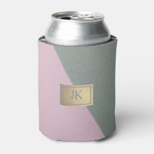 Porta-lata Elegante couro rosa verde Monogram  